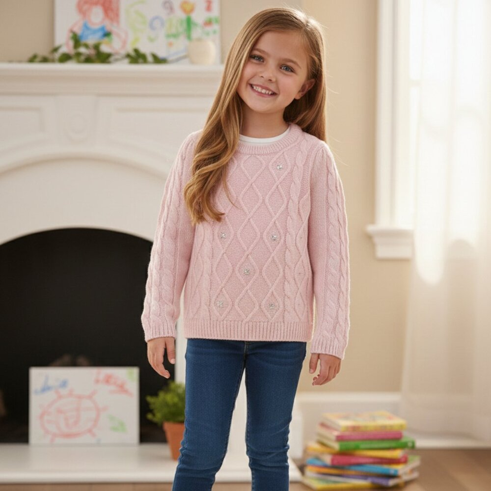 ⭐ Girl's Swe NEW NWT Girls Gymboree Pink Diamond Knit Sweater Size 6
